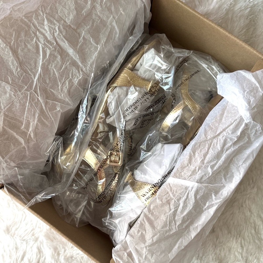 NIB J Crew Lizard Embossed Ankle Strap Sandals Gold 6 - Picture 14 of 14